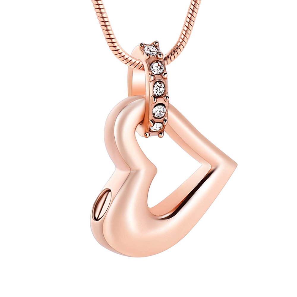 BIAIHQIE Cremation Jewelry Urn Necklace for Ashes Unique Heart Memorial Jewelry with Crystal Cremation Urn Pendant Ashes Holder