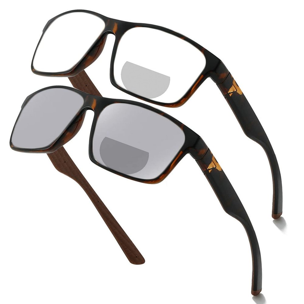 Transition Photochromic Bifocal Reading Glasses for Mens and Womens Sports resbyopic driving cycling Readers sunglasses (leopard, 1.25, multiplier_x)