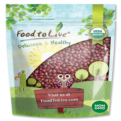 Food to Live Organic Adzuki Sprouting Beans, 8 Ounces  Whole Raw Dried Azuki Beans (Red Mung Beans), Non-GMO, Kosher, and Vegan, Bulk Organic Beans
