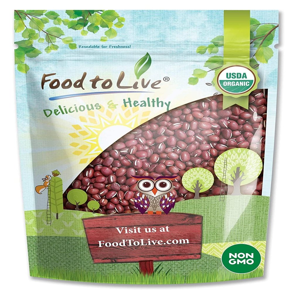 Food to Live Organic Adzuki Sprouting Beans, 8 Ounces  Whole Raw Dried Azuki Beans (Red Mung Beans), Non-GMO, Kosher, and Vegan, Bulk Organic Beans