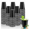 Lounsweer 100 Pack 16 Ounce Plastic Party Cups Heavy Duty Drinking Water Cups for Valentine Carnival St. Patrick's Day Holiday Festival Wedding Birthday Party Supplies(Black, White) view 1