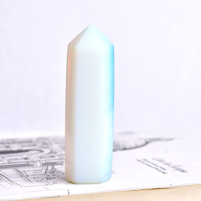 1PC Natural Crystal Column Quartz Rock Mineral Specimen Crystal Point Quartz Rainbow Wand Home Decor Stone,Opal,50-60mm