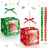 50 Set Christmas Kraft Candy Apple Boxes with Hole Sticks and Ribbons 4x4x4'' Window Clear Favor Boxes Candied Cake Cookies Chocolate Caramel Apple Boxes Gift Treat Boxes for Wedding Party (Snowflake) view 1