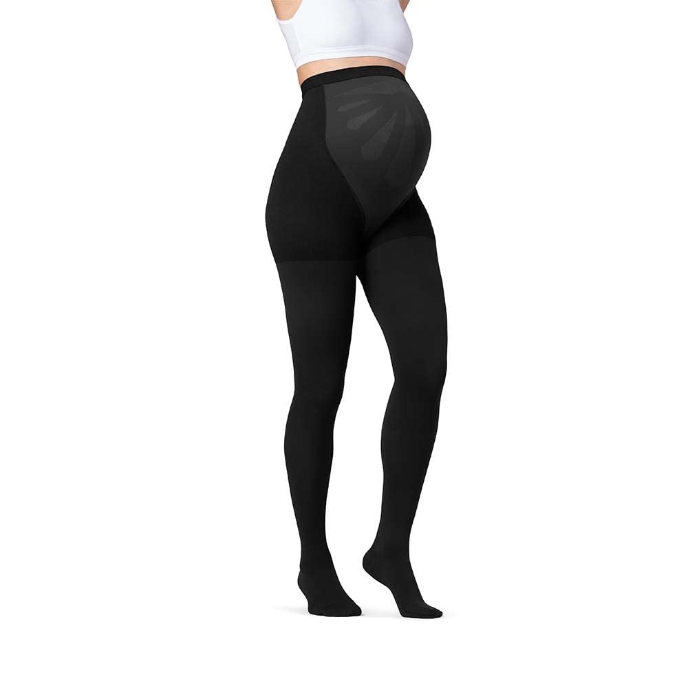 JOBST Maternity Opaque Compression Stockings, 15-20 mmHg, Waist High, Closed Toe, Black, Medium