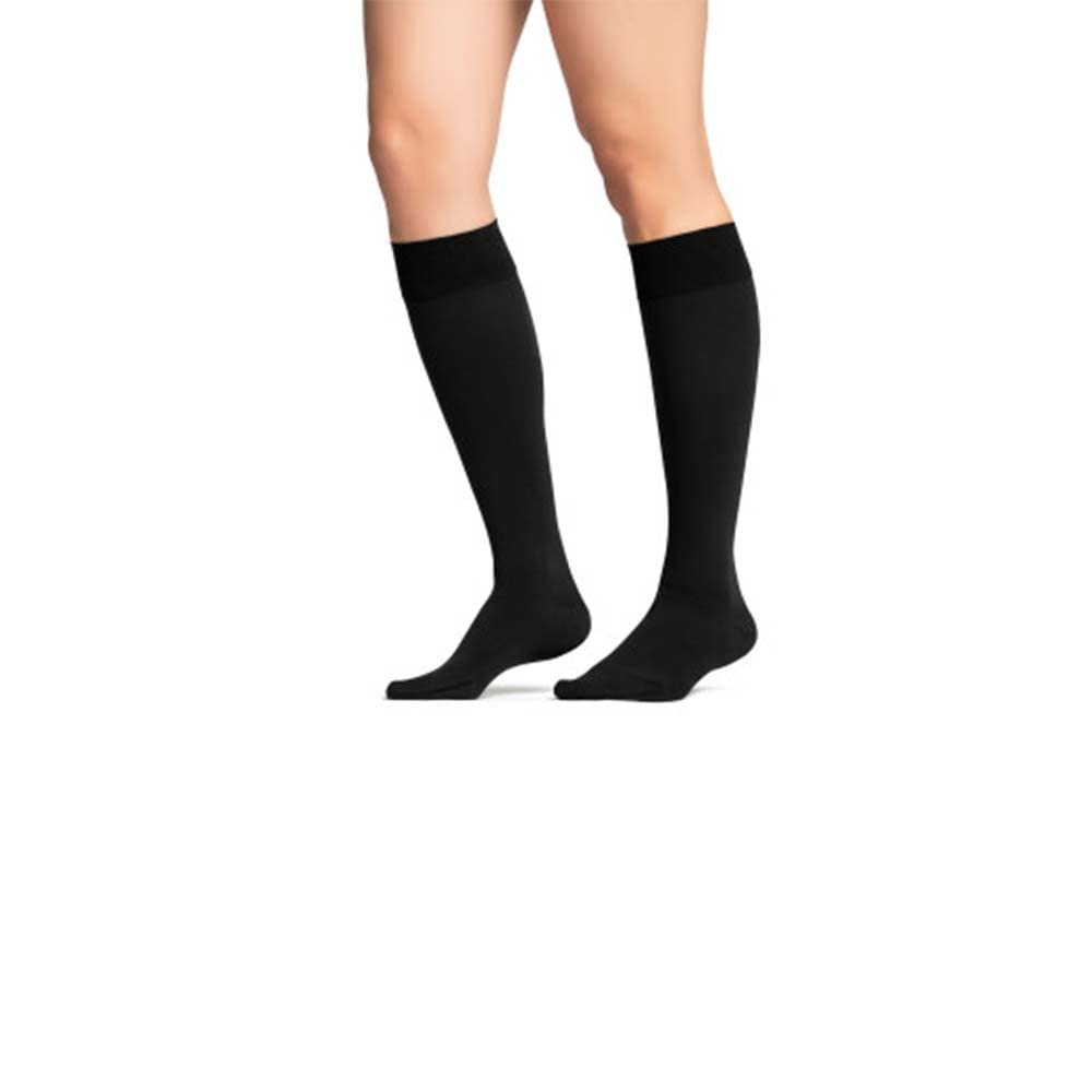 JOBST Maternity Opaque Compression Stockings, 20-30 mmHg, Knee High, Closed Toe, Black, Medium