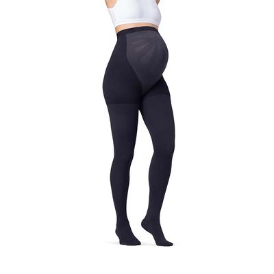 JOBST Maternity Opaque Compression Stockings, 15-20 mmHg, Waist High, Closed Toe, Navy, X-Large