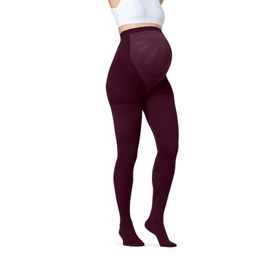 JOBST Maternity Opaque Compression Stockings, 15-20 mmHg, Waist High, Closed Toe, Cranberry, X-Large