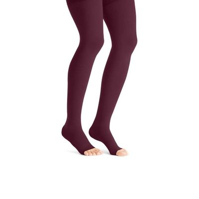 JOBST Maternity Opaque Compression Stockings, 20-30 mmHg, Thigh High, Open Toe, Cranberry, X-Large