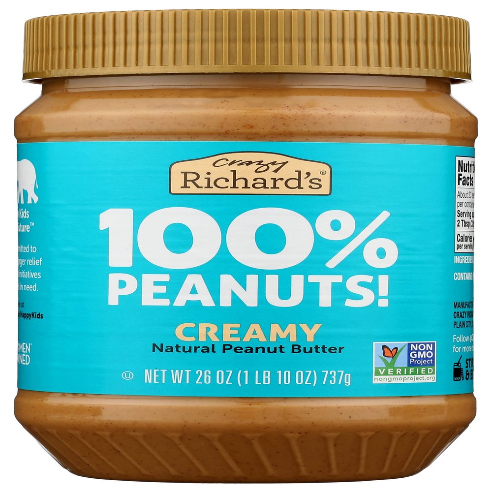 Crazy Richard's Natural Creamy Peanut Butter, 26 Ounce (Pack of 6)