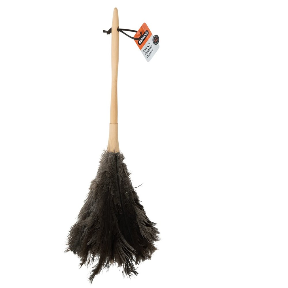 Superio Ostrich Feather Duster Fluffy Dust Remover, with Wooden Handle Reusable for Cleaning Homes, Ceilings, and Furniture (3 Pack) (1 Pack)