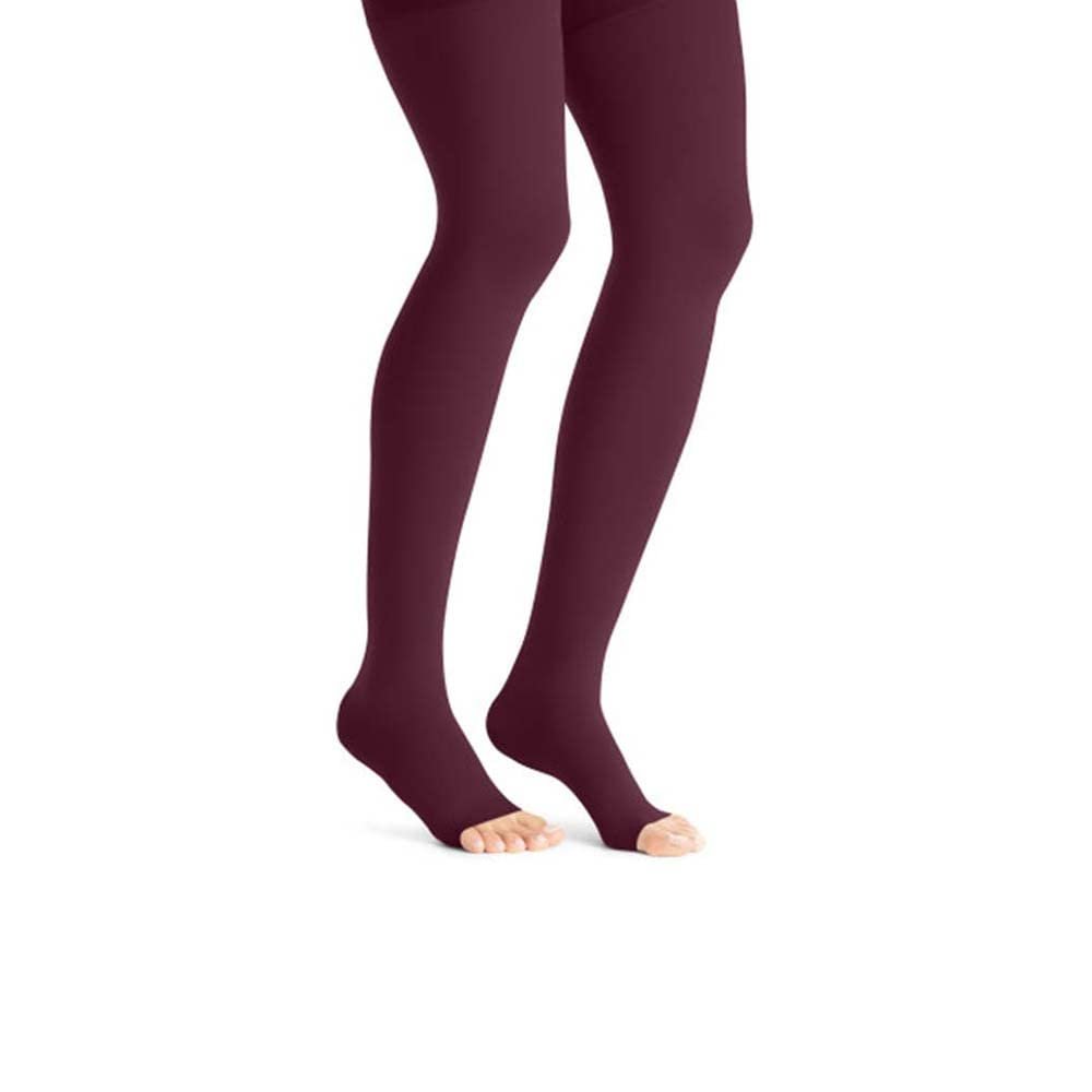 JOBST Maternity Opaque Compression Stockings, 20-30 mmHg, Thigh High, Open Toe, Cranberry, Medium