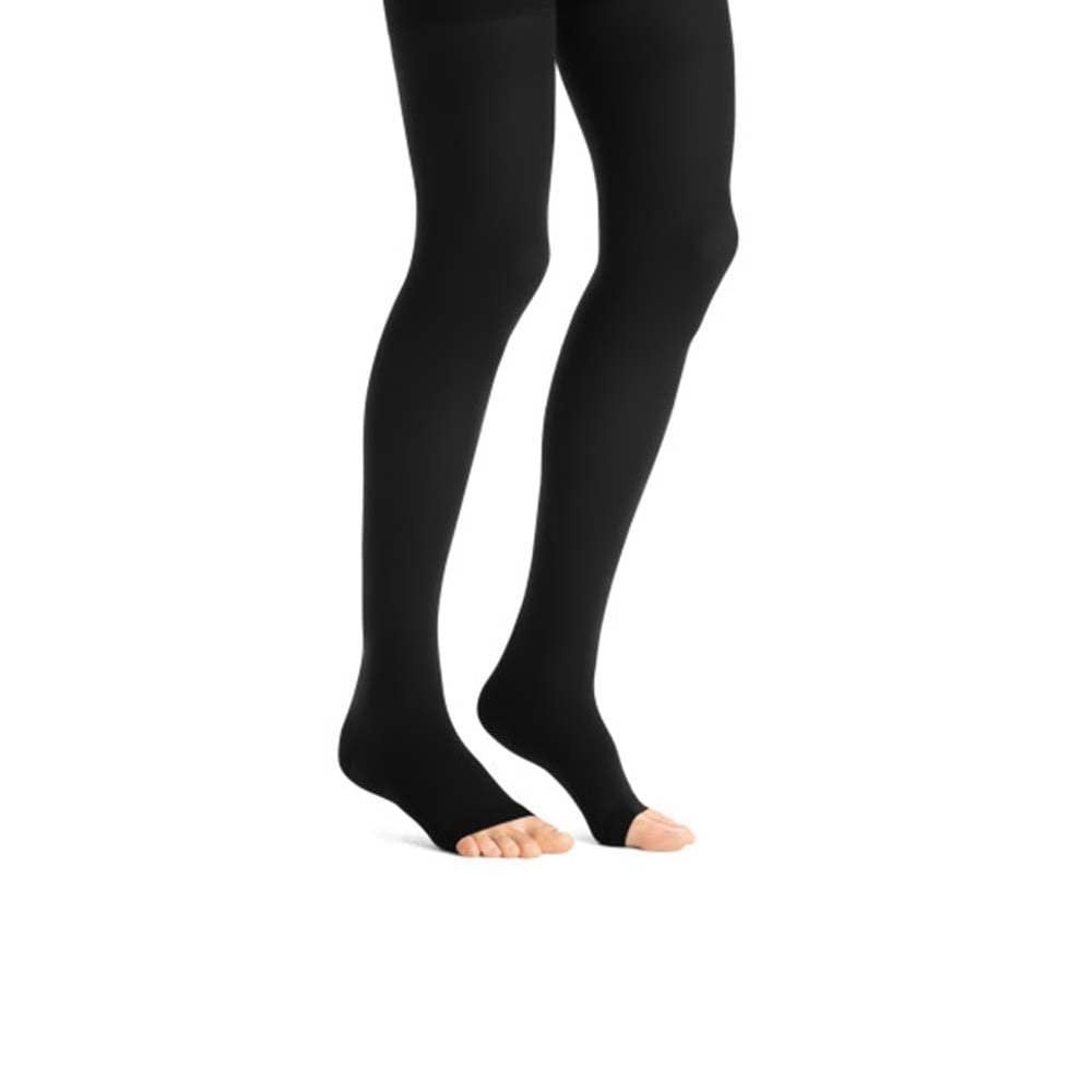 JOBST Maternity Opaque Compression Stockings, 20-30 mmHg, Thigh High, Open Toe, Black, Medium