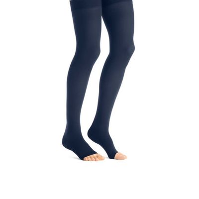 JOBST Maternity Opaque Compression Stockings, 20-30 mmHg, Thigh High, Open Toe, Navy, Small