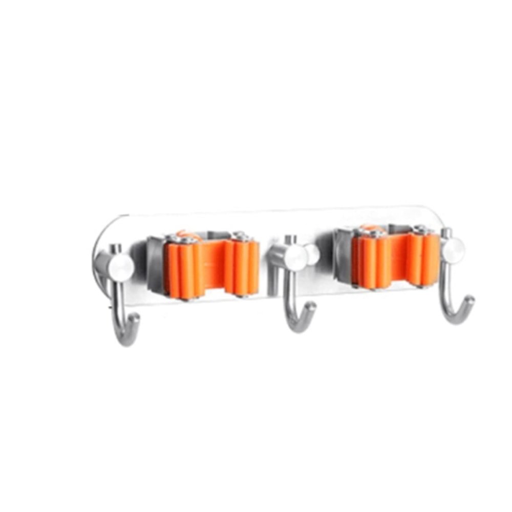 CTVR Space Aluminum Broom Holder, Heavy Duty Mop Rack & Mop Grippers, Self Adhesive Mops Stand, Mop Organizer for Home Kitchen Laundry Bathroom (Size : 19.5 * 4.3 * 5cm)