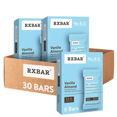 RXBAR Protein Bars, 12g Protein, Gluten Free Snacks, Vanilla Almond (6 Boxes, 30 Bars)