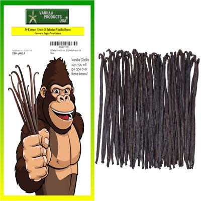 50 Tahitian Extract Grade B Natural Vanilla Beans 5~6" by Vanilla Products USA