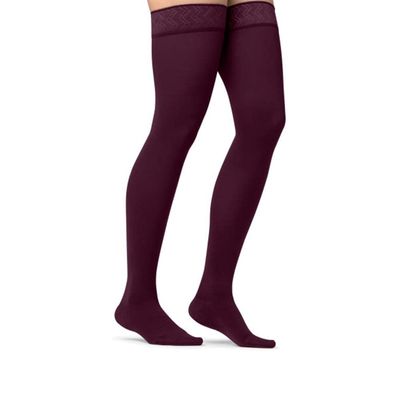 JOBST Maternity Opaque Compression Stockings, 20-30 mmHg, Thigh High, Closed Toe, Cranberry, X-Large