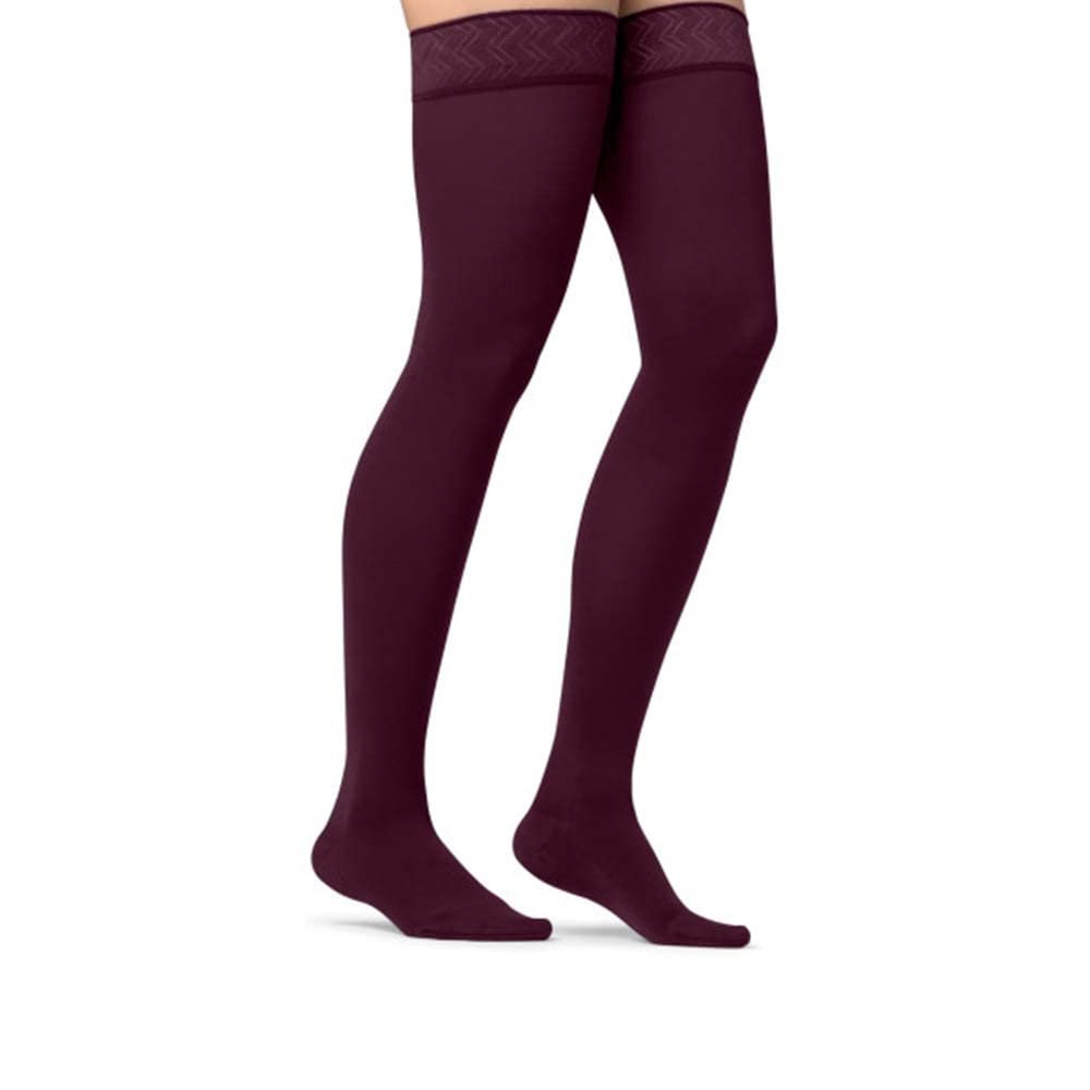 JOBST Maternity Opaque Compression Stockings, 20-30 mmHg, Thigh High, Closed Toe, Cranberry, X-Large