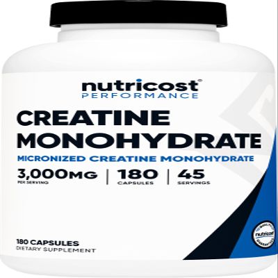 Nutricost Creatine Monohydrate 3,000mg, 180 Capsules (750mg Per Capsule) - Gluten Free, Non-GMO