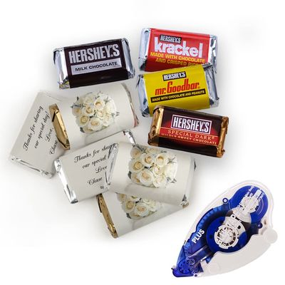 220pcs Wedding Candy Party Favors Miniatures Chocolate, DIY Personalized Mini Wrappers & Glue Tape Kit - Floral