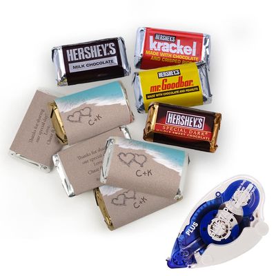 220pcs Wedding Candy Party Favors Miniatures Chocolate, DIY Personalized Mini Wrappers & Glue Tape Kit - Beach