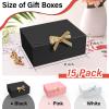 PEKGRIL 15 PCs Gift Boxes with Lids, Black 10X8X4 Inch Gift Boxes, Bridesmaid Proposal Box with Ribbon, Kraft Paper Boxes for Wedding, Packaging, Present, Birthday, Christmas, Party view 2