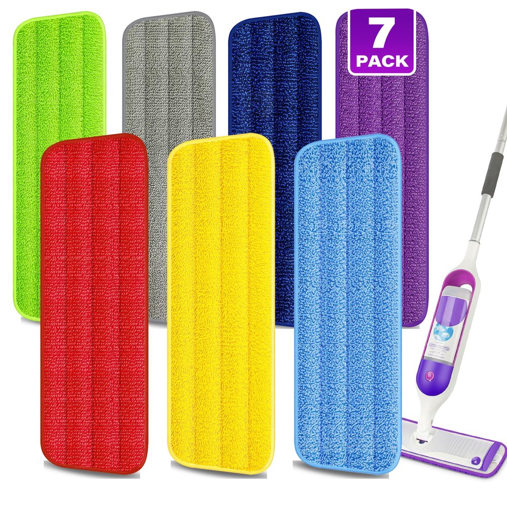 7 Count Reusable Microfiber Mop Pads for Swiffer PowerMop - MEXERRIS Microfiber Wet Pads Refills PowerMop Pads Machine Washable Hard Wood Floor Mop Pads Replacement for 13''-15'' Spray Wet Mops