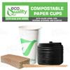16 oz Compostable Paper Cups with Black Dome Lids, Sleeves and Wooden Stirrers - Biodegradable Disposable White Paper Coffee Cups PLA Lined - Eco-friendly Hot and Cold Drinking Cups (200) view 4