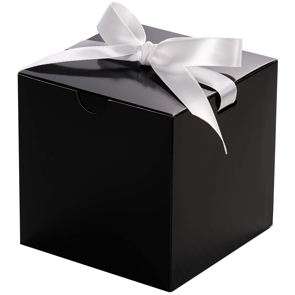 UnicoPak 50 Pack 4x4x4 Black Gift Boxes, Elegant Small Gift Boxes with Lids for Birthday Party Wedding Holiday Christmas, Gift Box for Ornaments Treats Candle Mug Crafting
