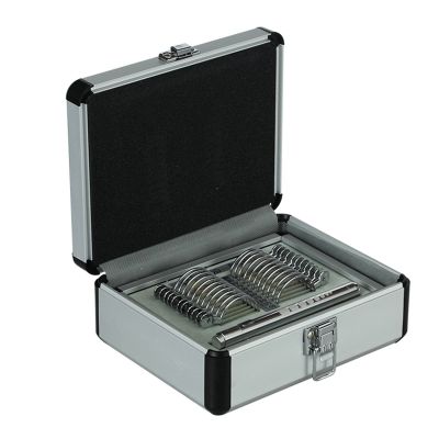 TCCOC 22PCS Progressive Lens Set Trial Lens Case Aluminium Case Metal Trial Lens Box Ophthalmic Instruments Optical Tool Set Presbyopia Try-On Experience Box(Color:sliver,Size:22pcs)