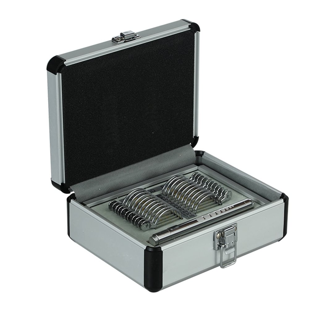 TCCOC 22PCS Progressive Lens Set Trial Lens Case Aluminium Case Metal Trial Lens Box Ophthalmic Instruments Optical Tool Set Presbyopia Try-On Experience Box(Color:sliver,Size:22pcs)
