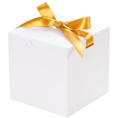 UnicoPak 50 Pack 4x4x4 White Gift Boxes, Elegant Small Gift Boxes with Lids for Birthday Wedding Holiday Christmas, Gift Box for Ornaments Treats Candle Mug Crafting