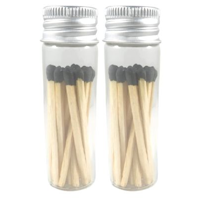 River Birch Decorative Matches in a Bottle with Striker - Cute & Colored Matches - 2 Bottles, Black Tip, 40 Matches