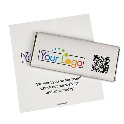50ct Promotional Products Add Your Logo & QR Code Personalized Wrappers for Candy Bars - Candy Not Included