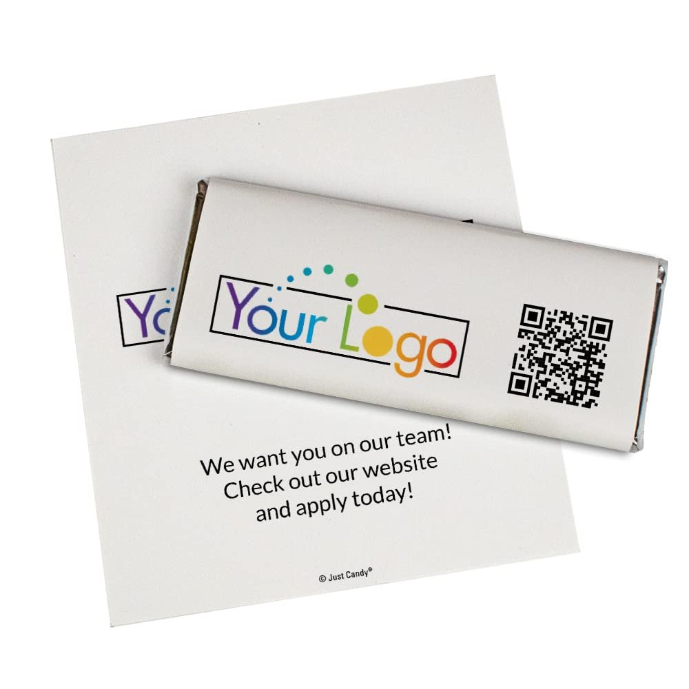 50ct Promotional Products Add Your Logo & QR Code Personalized Wrappers for Candy Bars - Candy Not Included