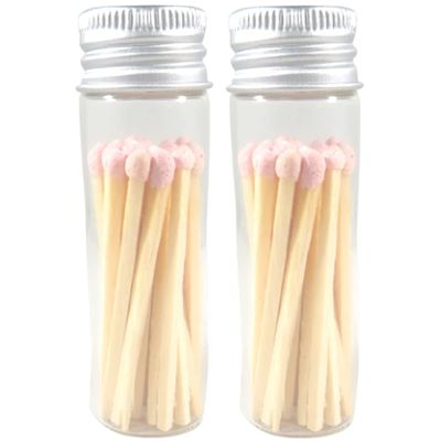 River Birch Decorative Matches in a Bottle with Striker - Cute & Colored Matches - 2 Bottles, Lilac Tip, 40 Matches