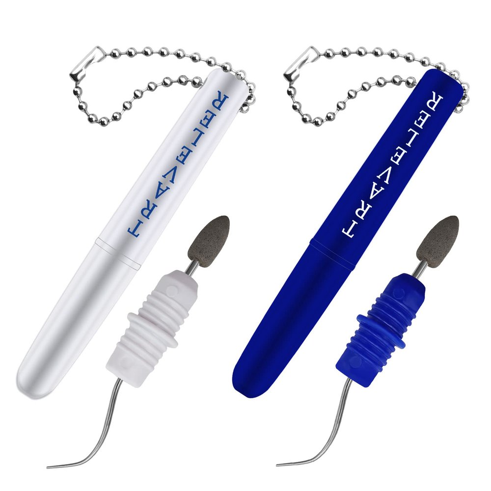BLMHTWO 2 Pcs Metal Toothpick,Dental Picks Metal Travel Dental Pick Plaque Remover Cleaning Tools with Keychain and Stand Box