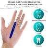 BLMHTWO 2 Pcs Metal Toothpick,Dental Picks Metal Travel Dental Pick Plaque Remover Cleaning Tools with Keychain and Stand Box view 4