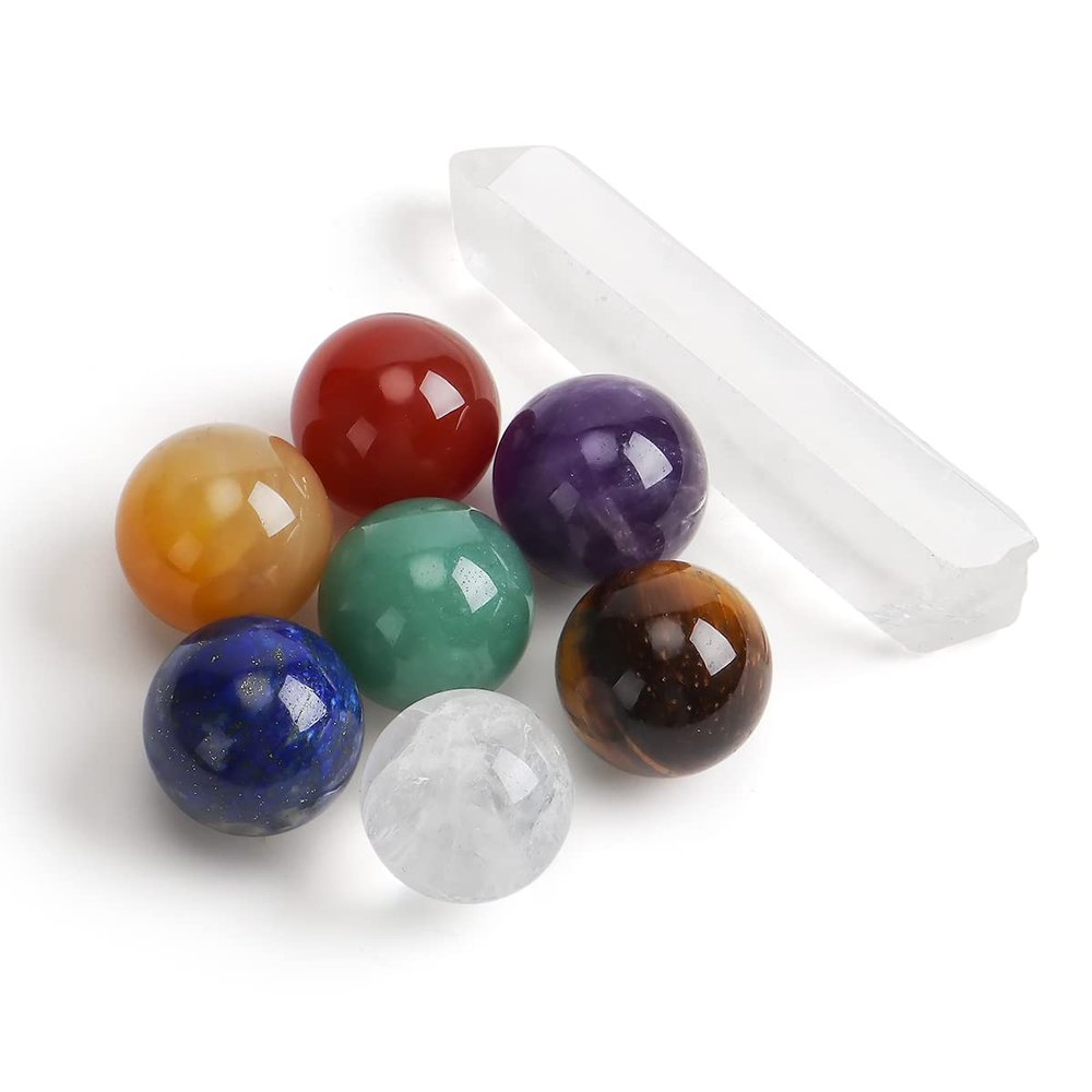 8 PCS Chakra Stones Healing Crystals Natural Stones Polished Pocket Palm Thumb Worry Stones for Chakras Balancing, Crystal Therapy, Meditation, Reiki, Thumb Stones and Palm Stones