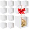 Henoyso 100 Pcs Candy Apple Boxes with Hole Caramel Apple Boxes 4 x 4 x 4 Inch Gift Box Cookies Chocolate Container with Clear Window for Harvest Autumn Party Wedding Baby Shower(White) view 1