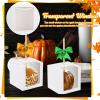 Henoyso 100 Pcs Candy Apple Boxes with Hole Caramel Apple Boxes 4 x 4 x 4 Inch Gift Box Cookies Chocolate Container with Clear Window for Harvest Autumn Party Wedding Baby Shower(White) view 3