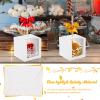 Henoyso 100 Pcs Candy Apple Boxes with Hole Caramel Apple Boxes 4 x 4 x 4 Inch Gift Box Cookies Chocolate Container with Clear Window for Harvest Autumn Party Wedding Baby Shower(White) view 4