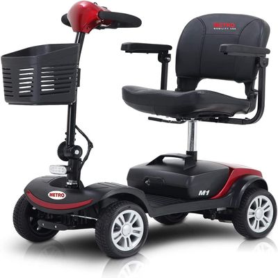 Folding Mobility Scooter for Seniors 4 Wheel Scooter for Adults Electric Medical Scooter Compact for Travel - Electric Powered Wheelchair Device - Compact Heavy Duty Mobile(M1 Red)