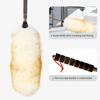 iHUFeather Lambs Wool Extendable Household Cleaning Duster 64" Wall Duster Cleaner with Stainless Steel Long Handle and Extension Pole for Cleaning High Ceiling Fan Interior Roof, Yellow&White view 4