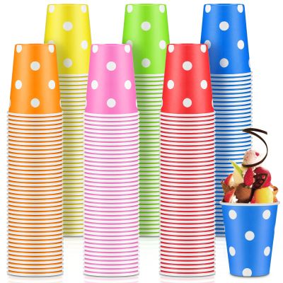 Hoolerry 240 Packs 9oz Paper Cups, Multicolor Paper Disposable Coffee Cups Hot or Cold Beverage Drinking Dots Cups for Chocolate Cocoa Dessert Cup for Christmas Wedding Event Party(Dot)