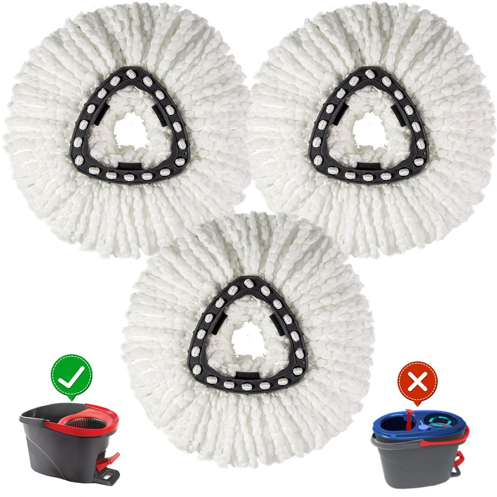 [3 Pack] Mop Replace Heads, Mop Refill Heads Replacements Compatible with O Cedar Spin Mop 1-Tank System- Easy to Replace, Microfiber, Machine Washable