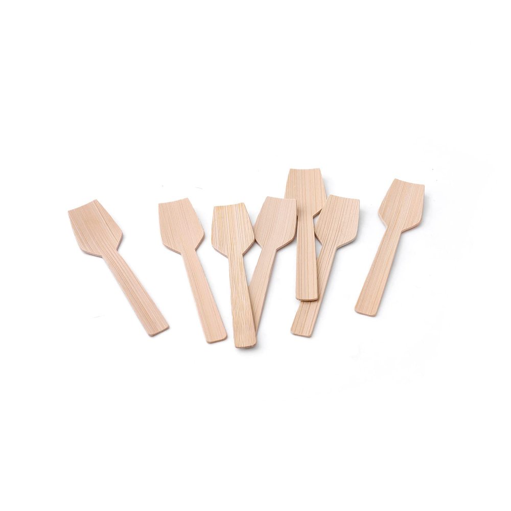 Mini Bamboo Utensils - 200PK Mini Bamboo Spoons 3.54" Rectangular Disposable Small/Tiny Spoon for Jelly/Pudding/Yogurt/Desert/Cake/Tasting Natural 100% Compostable Biodegradable Renewable