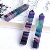 1PC Natural Crystal Striped Fluorite Magic Point Hexagonal Ornament Colorfull Fluorite Crystal Column Stone Gifts,Plum,60-70mm view 3