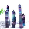 1PC Natural Crystal Striped Fluorite Magic Point Hexagonal Ornament Colorfull Fluorite Crystal Column Stone Gifts,Plum,60-70mm view 4