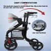 2 in 1 Folding Rollator Walker for Seniors - Transport Wheelchair Rollator with Soft Backrest and Detachable Footrests - 4 Wheel Walker and 220lbs Support view 4